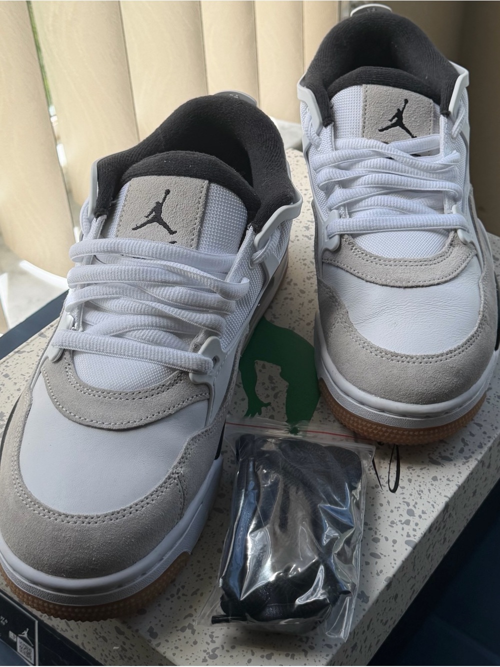 Jordan Low-Top Sneakers in White and Gray with Black Accents